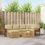 vidaXL Ensemble de canapés d'extérieur 7 Pièces Blanc et Beige Polyester