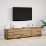 vidaXL Meuble TV avec LED en chêne artisanal 165x34x40 cm en bois d'ingénierie
