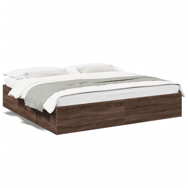 vidaXL Cadre de lit sans matelas chêne marron 200x200 cm