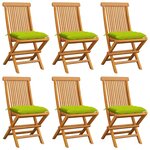 vidaXL Chaises de jardin avec coussins vert vif lot de 6 Bois de teck