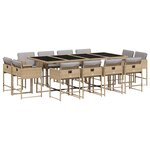 vidaXL Ensemble à manger de jardin coussins 13 Pièces mélange beige rotin