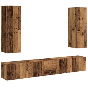 vidaXL Meubles TV muraux 5 Pièces vieux bois bois d'ingénierie