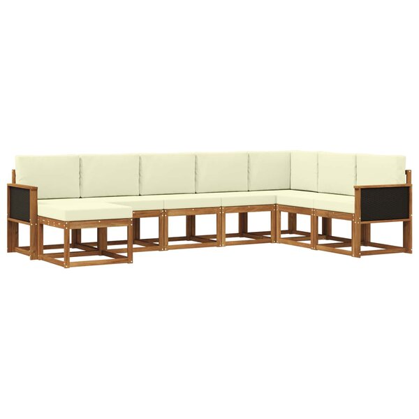 vidaXL Ensemble de canapés d'extérieur 8 Pièces Naturel et Crème
