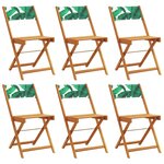 vidaXL Chaises de jardin pliantes lot de 6 vert tissu et bois massif