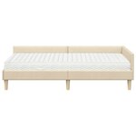 vidaXL Cadre de lit d'angle avec matelas 2 Pièces Crème tissu