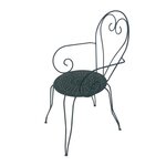 Lot de 4 Fauteuils de jardin romantique empilable en fer forgé - Vert