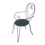 Lot de 4 Fauteuils de jardin romantique empilable en fer forgé - Vert