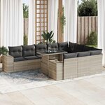 vidaXL Salon de jardin 11 Pièces avec coussins gris clair résine tressée