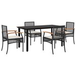 vidaXL Ensemble à manger de jardin coussins 5Pièces Noir Résine tressée