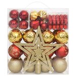 vidaXL Ensemble de boules de Noël 70 Pièces Doré et rouge