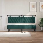 vidaXL Tête de lit suspendue Avec lumière LED Vert foncé Tissu