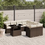 vidaXL Salon de jardin avec coussins 9 Pièces marron résine tressée