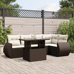 vidaXL Salon de jardin avec coussins 6 Pièces marron résine tressée