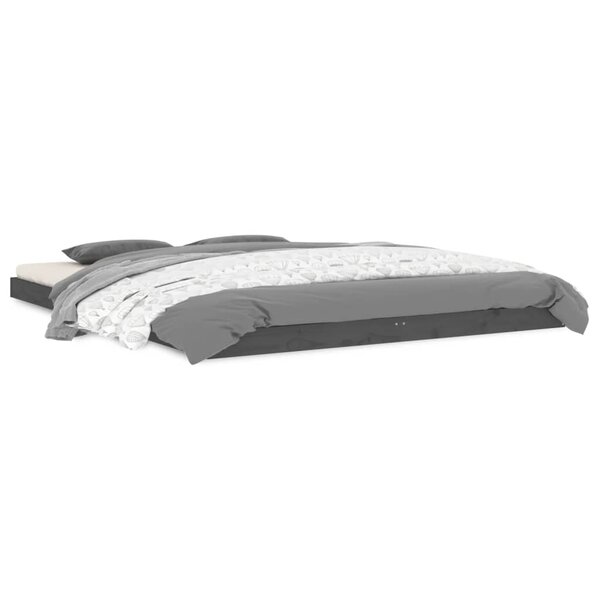 vidaXL Cadre de lit sans matelas gris 150x200 cm bois de pin massif