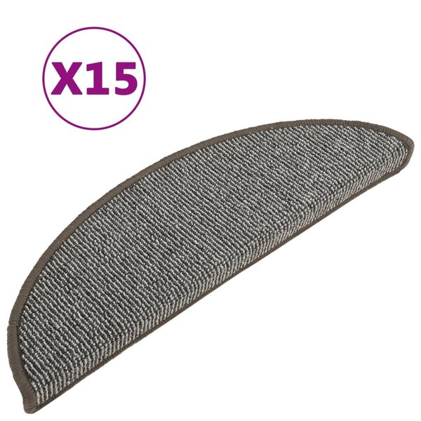 vidaXL Tapis d'escalier 15 pièces 56 x 17 x 3 cm Gris Demi-rond