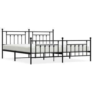 vidaXL Cadre de lit métal sans matelas avec pied de lit noir 193x203cm