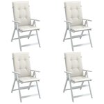 vidaXL Coussins de chaise à dossier haut lot de 4 crème mélangé tissu