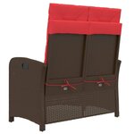 vidaXL Banc inclinable de jardin avec coussins marron résine tressée