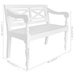 vidaXL Banc Batavia 98 cm Bois d'acajou massif Blanc