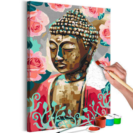 Tableau à peindre par soi-même - buddha in red l x h en cm 40x60