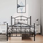 vidaXL Cadre de lit métal sans matelas avec pied de lit noir 100x190cm