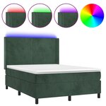 vidaXL Sommier à lattes de lit matelas et LED Vert foncé 140x190 cm
