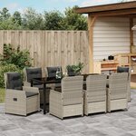 vidaXL Ensemble de salle à manger de jardin 9 pièces gris clair poly rattan