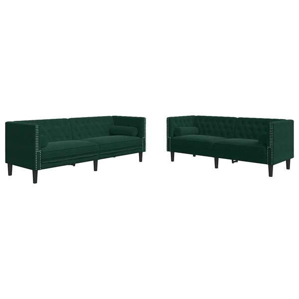 vidaXL Ensemble de canapé Chesterfield et traversins 2 Pièces vert foncé