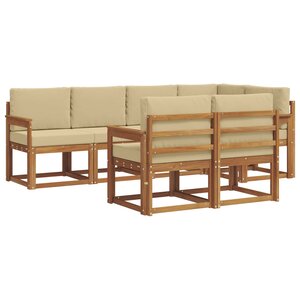 vidaXL Ensemble de canapés d'extérieur 7 Pièces Naturel et Beige