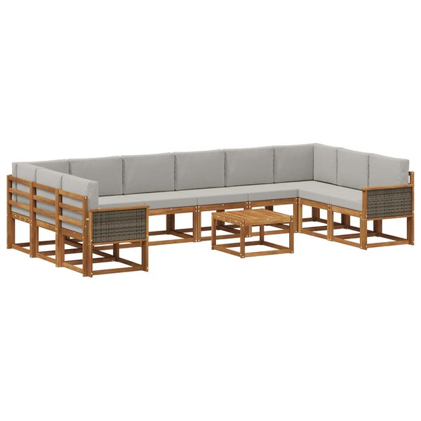 vidaXL Ensemble de canapés d'extérieur 11 pc Naturel et gris clair