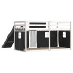 vidaXL Lit superposé sans matelas avec toboggan blanc noir 90x200 cm