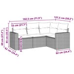 vidaXL Salon de jardin 4 Pièces avec coussins gris clair résine tressée