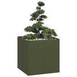 vidaXL Jardinière vert olive 80x80x80 cm acier