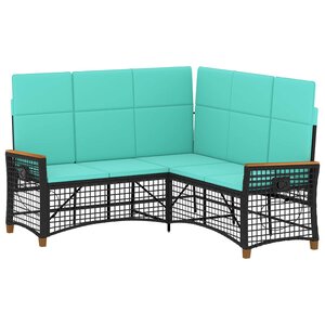vidaXL Ensemble de canapés inclinables de jardin Noir et turquoise