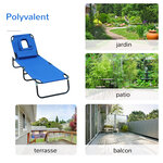 Transat de jardin chaise longue pliante bain de soleil pour lecture bleu