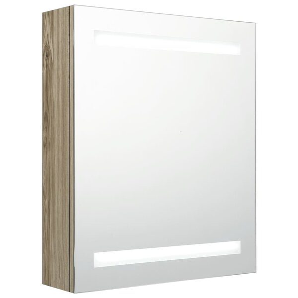 vidaXL Armoire de salle de bain à miroir LED chêne 50x14x60 cm