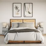 vidaXL Tables de chevet murales avec lumières LED 2 Pièces gris béton