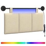 vidaXL Tête de lit suspendue Avec lumière LED Crème Tissu