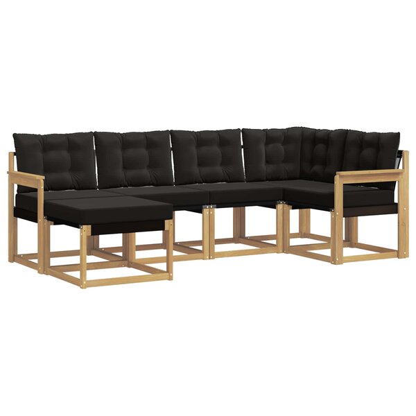 vidaXL Ensemble de canapés d'extérieur 6 Pièces Blanc et noir