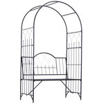 Arche à rosiers banc de jardin 2 places 2 en 1 dim. 115L x 59l x 203H cm métal époxy noir