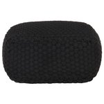 Vidaxl pouf tricoté à la main noir 50x50x30 cm coton