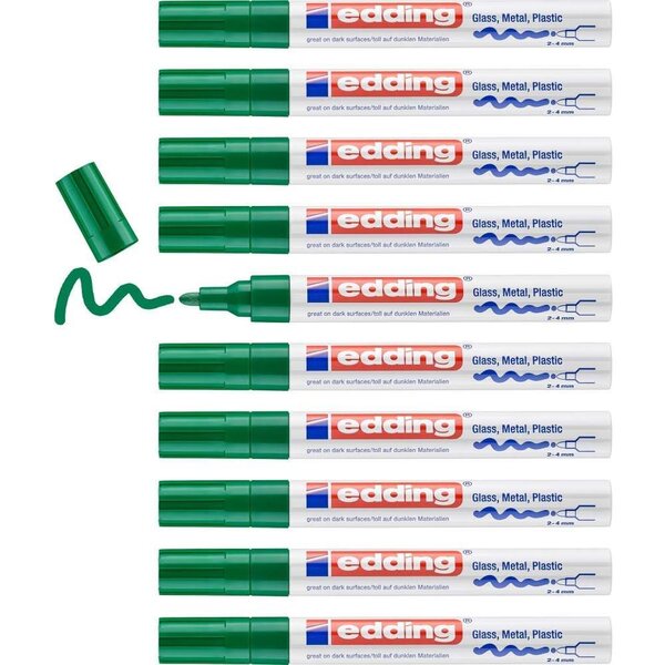 Marqueur Peinture brillante 750 vert 2-4 mm x 10 EDDING