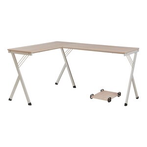 Bureau table poste de travail 158 x 120 x 75 cm blanc effet chêne 03_0009069