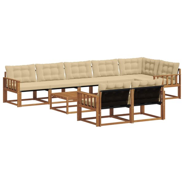 vidaXL Ensemble de canapés d'extérieur 9 Pièces Naturel et Beige
