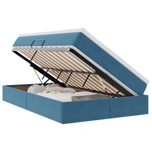 vidaXL Lit avec rangement et matelas Bleu 120 x 190 cm Velours