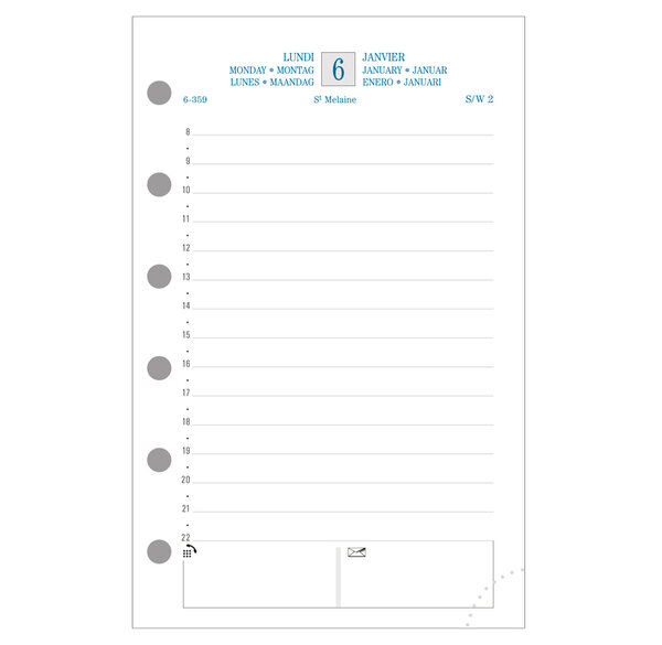 Recharge Exatime 17 journalier millésimé annuel 2 semestres 172x105 mm EXACOMPTA