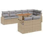 Ensemble de canapé de jardin 9 pièces avec coussins en rattan poly beige