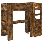 vidaXL Cadre de lit superposé avec bureau Chêne fumé 90 x 190 cm
