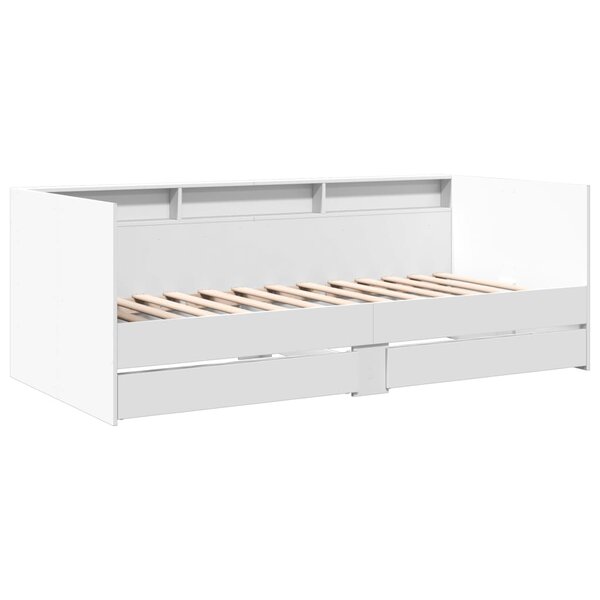 vidaXL Lit de jour avec tiroirs blanc 100x200 cm bois d'ingénierie