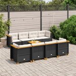vidaXL Salon de jardin 9 Pièces avec coussins noir résine tressée